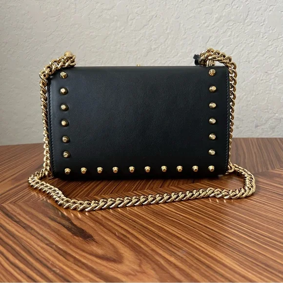 Gucci Calfskin Studded Small Padlock Shoulder Bag Black - Picture 2 of 16